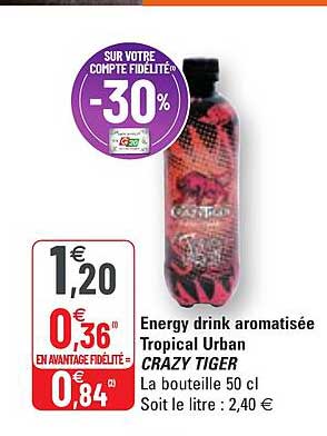 energy drink aromatisée tropical urban crazy tiger