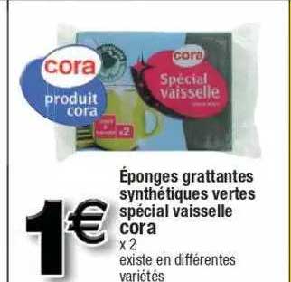 éponges grattantes synthétiques vertes spécial vaisselle cora