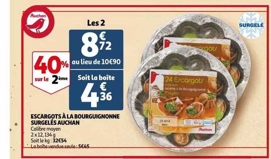 escargots à la bourguignonne surgelés auchan