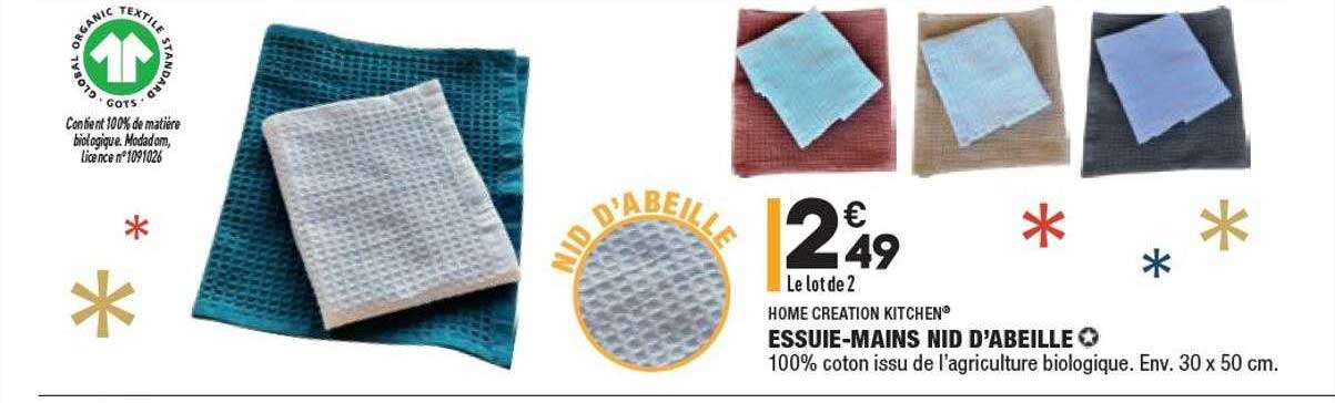 essuie-mains nid d'abeille home creation kitchen