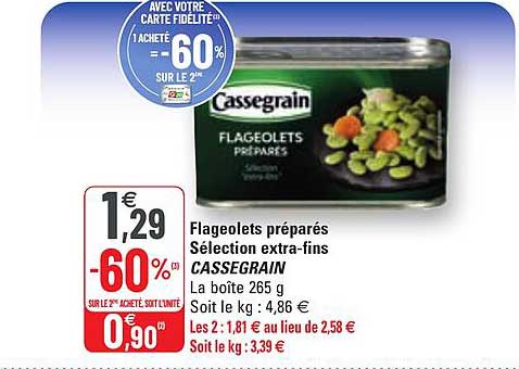 flageolets préparés sélection extra-fins cassegrain
