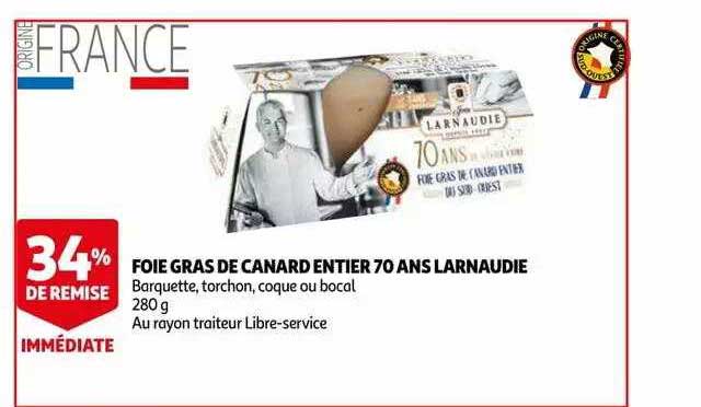 foie gras de canard entier 70 ans larnaudie