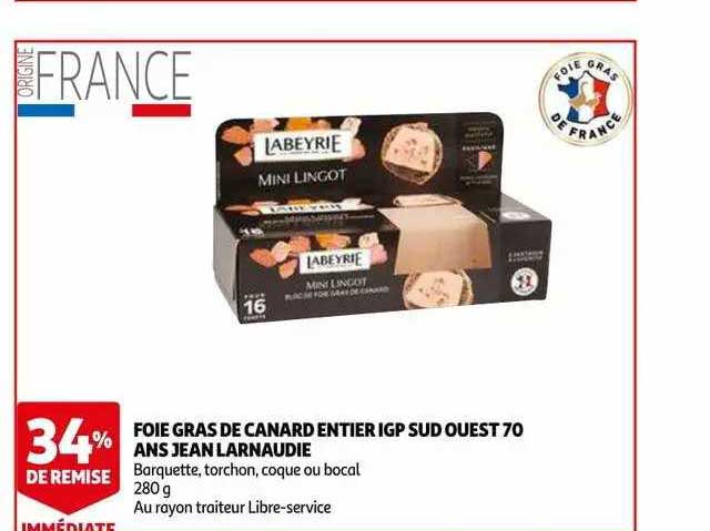 foie gras de canard entier igp sud ouest 70 ans jean larnaudie