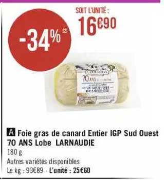 foie gras de canard entier igp sud ouest 70 ans lobe larnaudie
