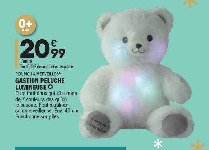 Gastion Peluche Lumineuse Pioupiou & Merveilles