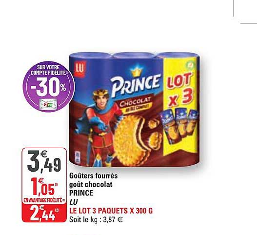 Goûters Fourrés Goût Chocolat Prince Lu
