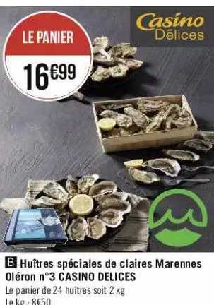 huîtres spéciales de claires marennes oléron n°3 casino délices