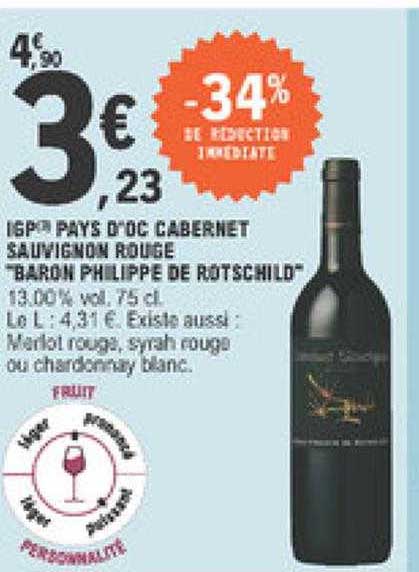 igp pays d'oc cabernet sauvignon rouge "baron philippe de rotschild"