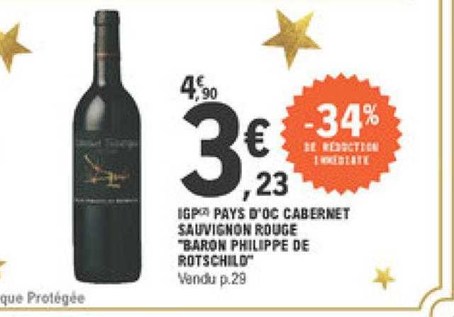 igp pays d'oc cabernet sauvignon rouge "baron philippe de rotschild"