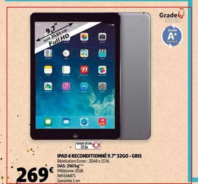 ipad 6 reconditionné 9.7" 32go - gris