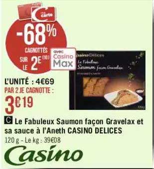 le fabuleux saumon façon gravelax et sa sauce à l'aneth casino délices