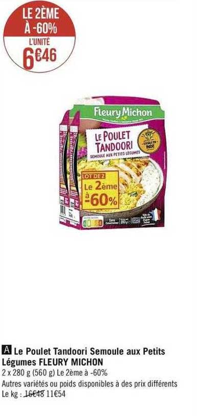 le poulet tandoori semoule aux petits légumes fleury michon