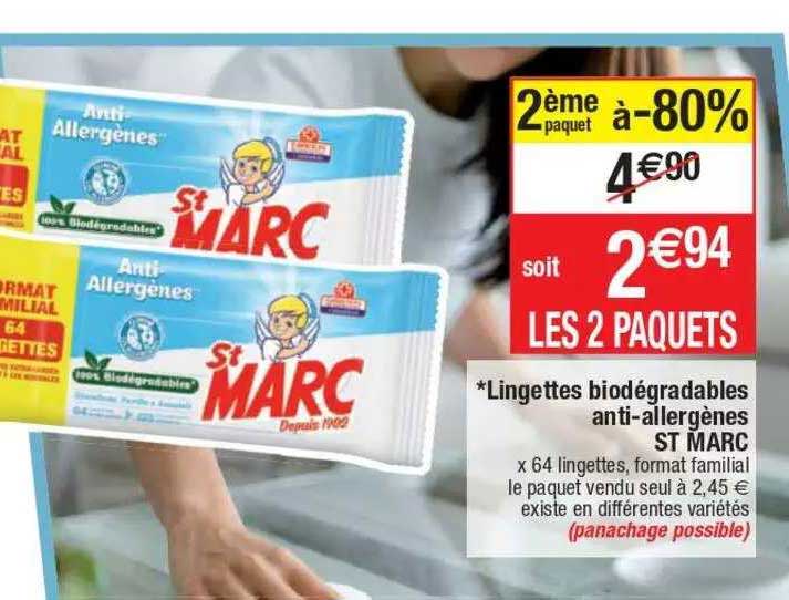 lingettes biodégradables aint-allergènes st marc