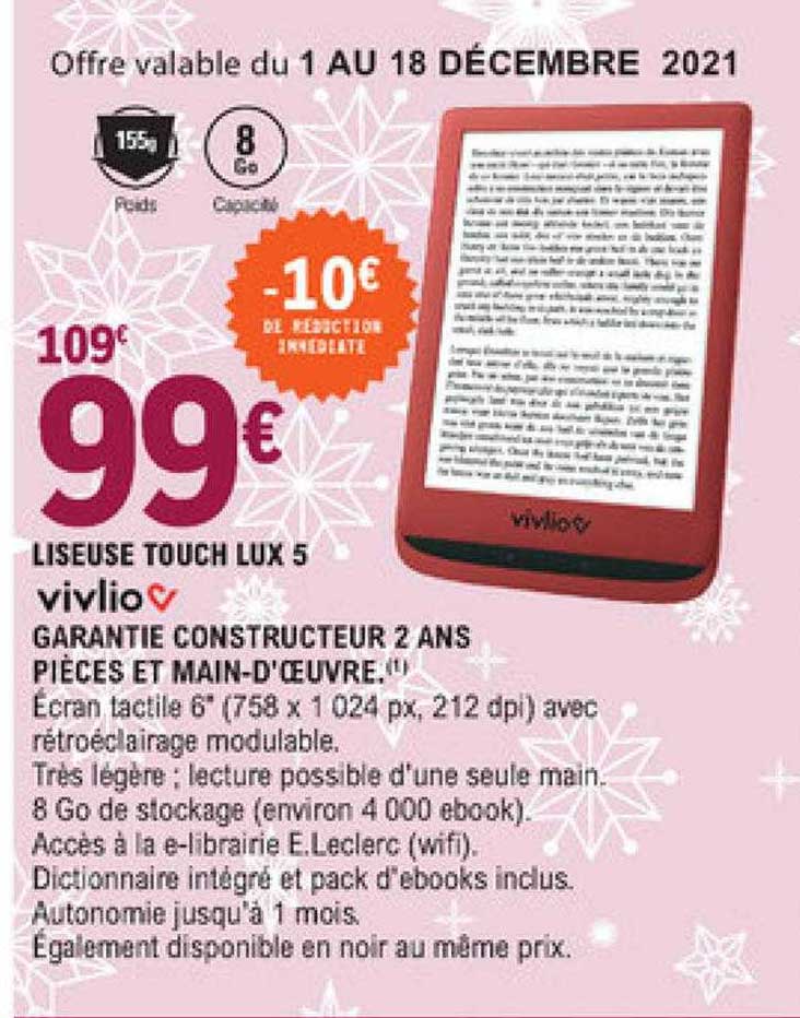 liseuse touch lux 5 vivlio