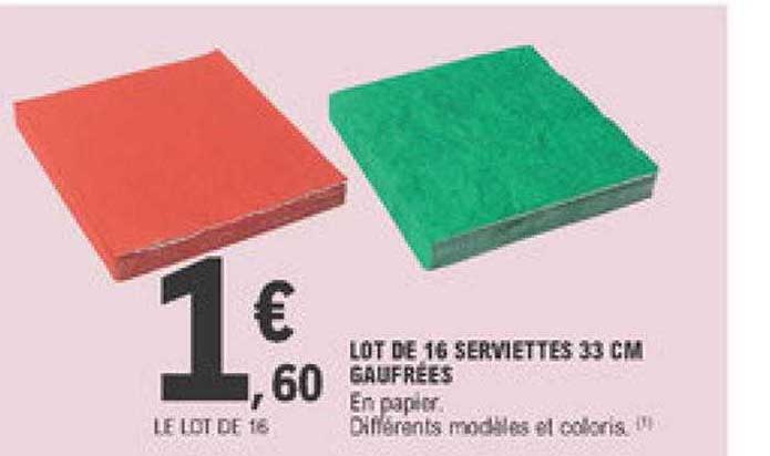 lot de 16 serviettes 33 cm gaufrées