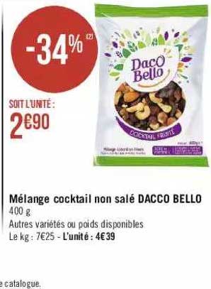 mélange cocktail non salé dacco bello