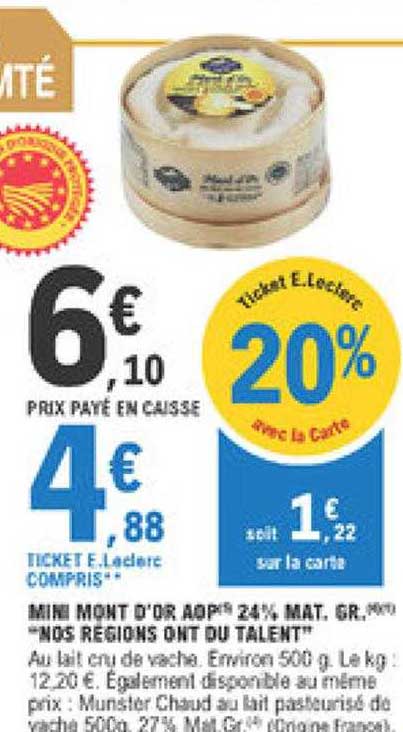 mini mont d'or aop 24% mat. gr. "nos régions ont du talent"