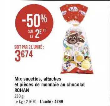 mix sucettes, attaches et pièces de monnaie au chocolat rohan