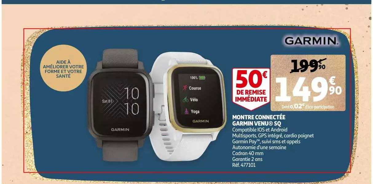 montre connectée garmin venu sq
