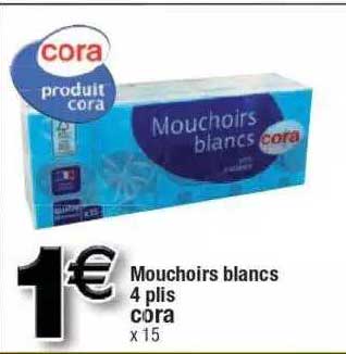 mouchoirs blancs 4 plis cora
