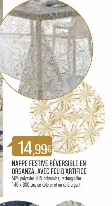 nappe festive réversible en organza, avec feu d'artifice