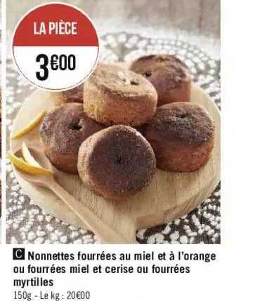 nonnettes fourrées au miel et à l'orange ou fourrées miel et cerise ou fourrées myrtilles