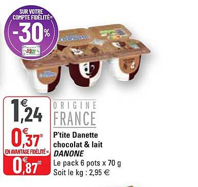 p'tite danette chocolat & lait danone