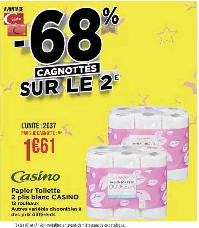 papier toilette 2 plis blanc casino