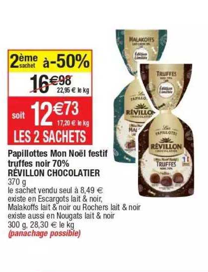papillotes mon noël festif truffes noir 70% révillon chocolatier