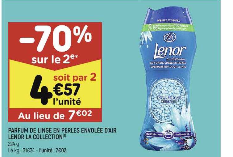 parfum de linge en perles envolée d'air lenor la collection