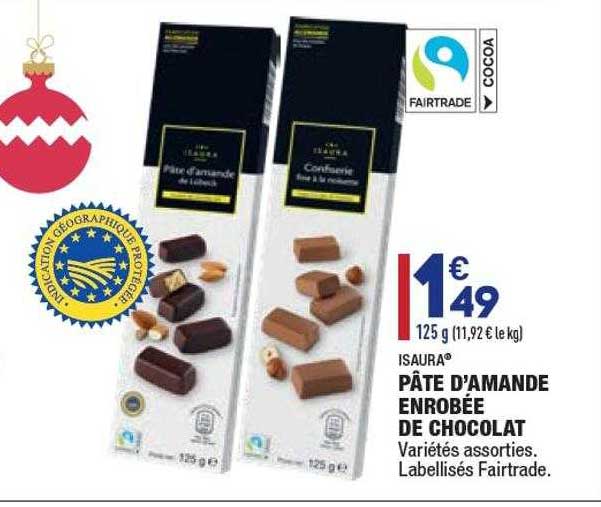 pâte d'amande enrobée de chocolat isaura