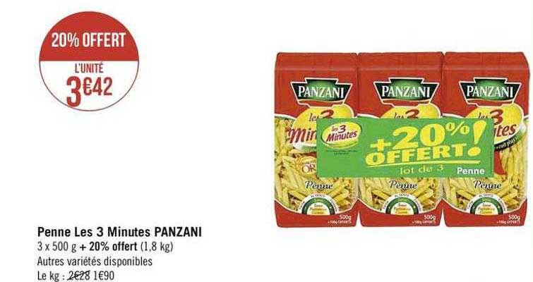 penne les 3 minutes panzani