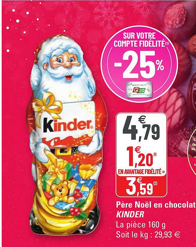 père noël en chocolat kinder