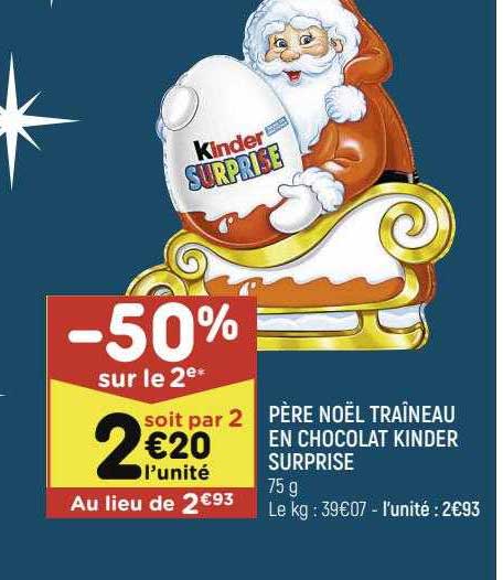 Père Noël Traîneau En Chocolat Kinder Surprise