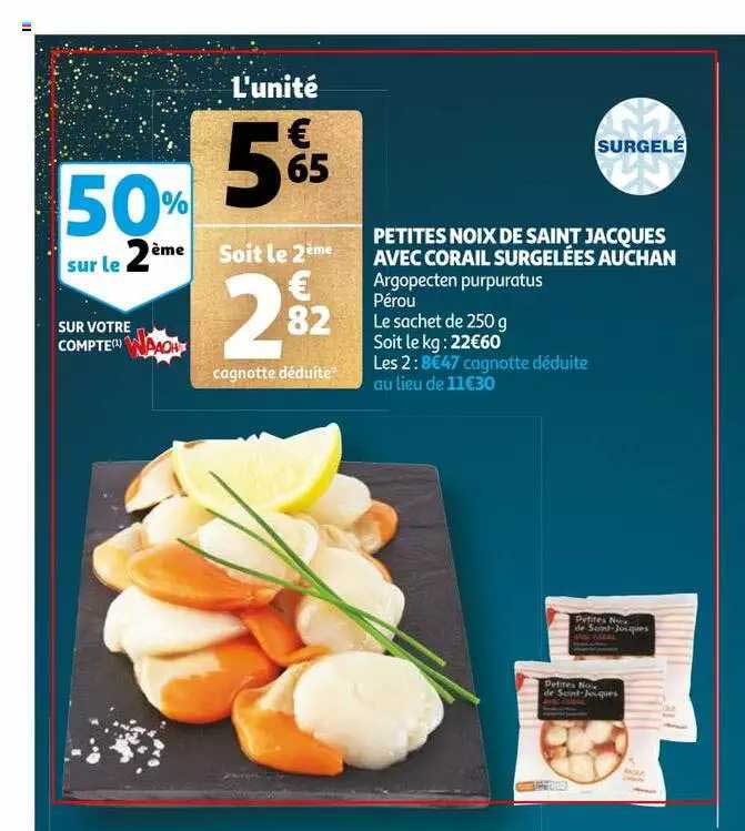 petites noix de saint jacques avec corail surgelées auchan