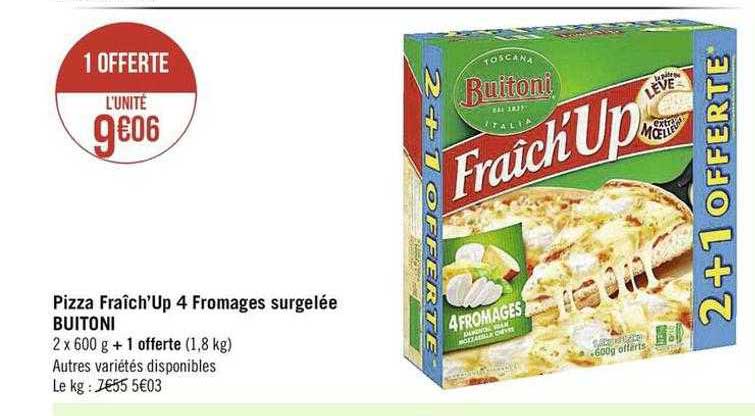 pizza fraîch'up 4 fromages surgelée buitoni