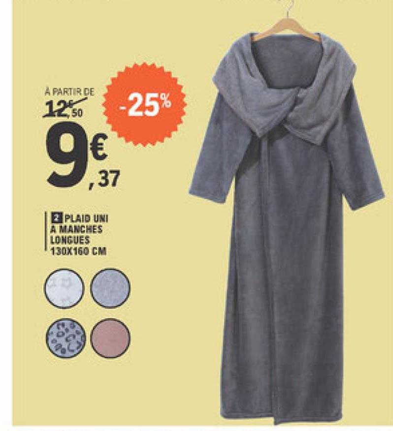 plaid uni à manches longues 130 x 160 cm