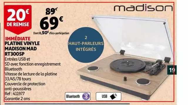 platine vinyle madison mad rt300sp