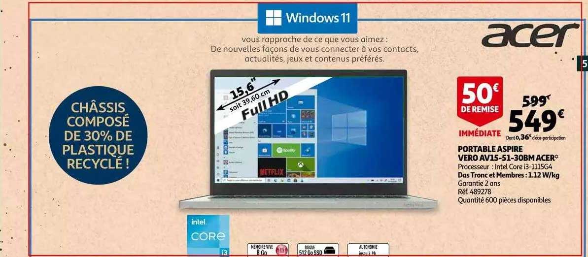 Portable Aspire Vero Av15-51-30bm Acer