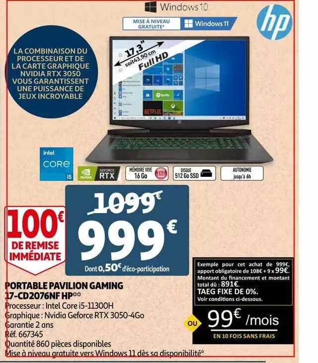 Portable Pavilion Gaming 17-cd2076nf Hp