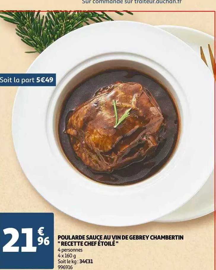 poularde sauce au vin de gebrey chambertin "recette chef étoilé"