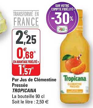pur jus de clémentine pressée tropicana