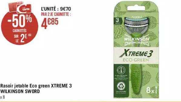 rasoir jetable éco green xtreme 3 wilkinson sword