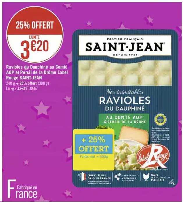 ravioles du dauphiné au comté aop et persil de la drôme label rouge saint-jean