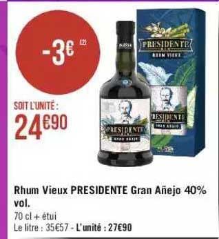 rhum vieux présidente gran añejo 40% vol.