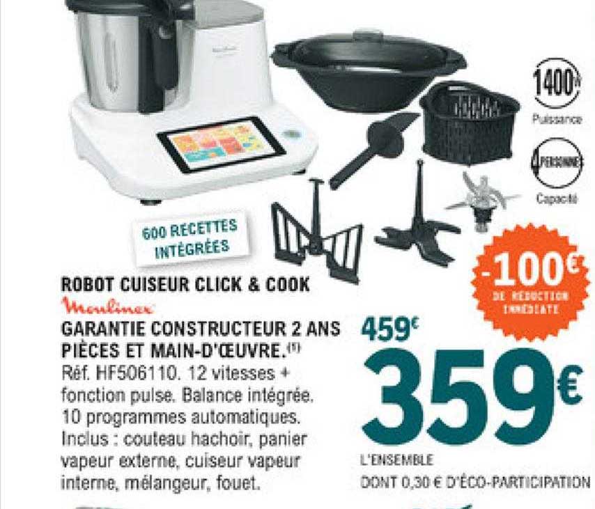 robot cuiseur click & cook moulinex