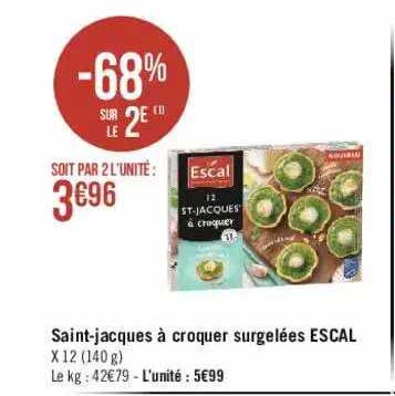 saint-jacques à croquer surgelées escal