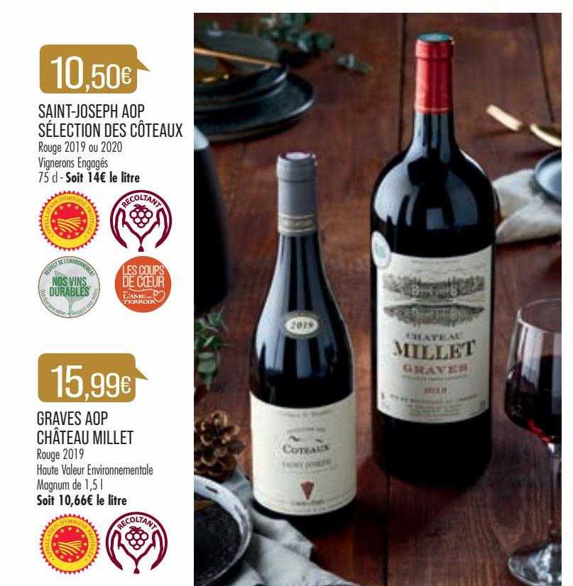 saint-joseph aop sélection des côteaux, graves aop château millet