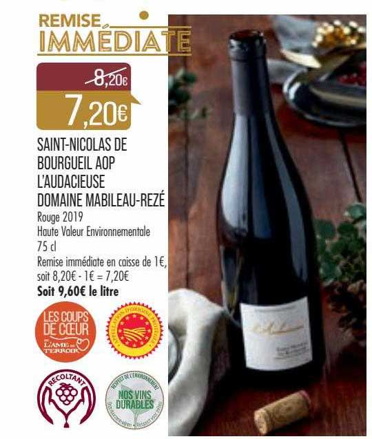 saint-nicolas de bourgeuil aop l'audacieuse domaine mabileau-rezé