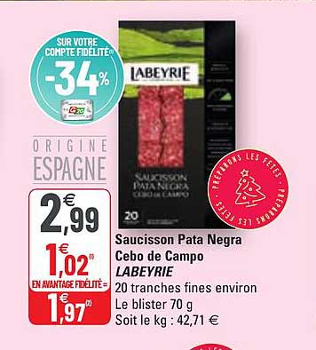 saucisson pata negra cebo de campo labeyrie
